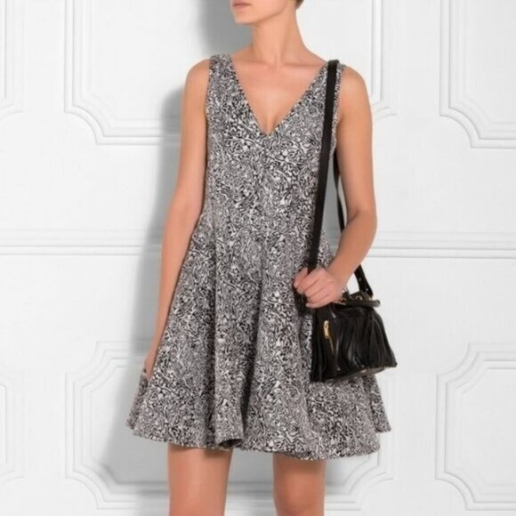 Opening Ceremony Cabbage Print Jacquard Fit & Flare Dress in Black - Picture 1 of 9